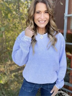 Moon Ryder Textured  Crewneck Sweatshirt in Light Lavender